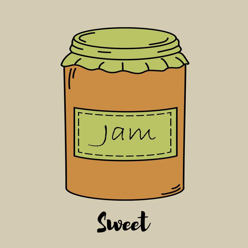 Jar of jam vector colored icon.