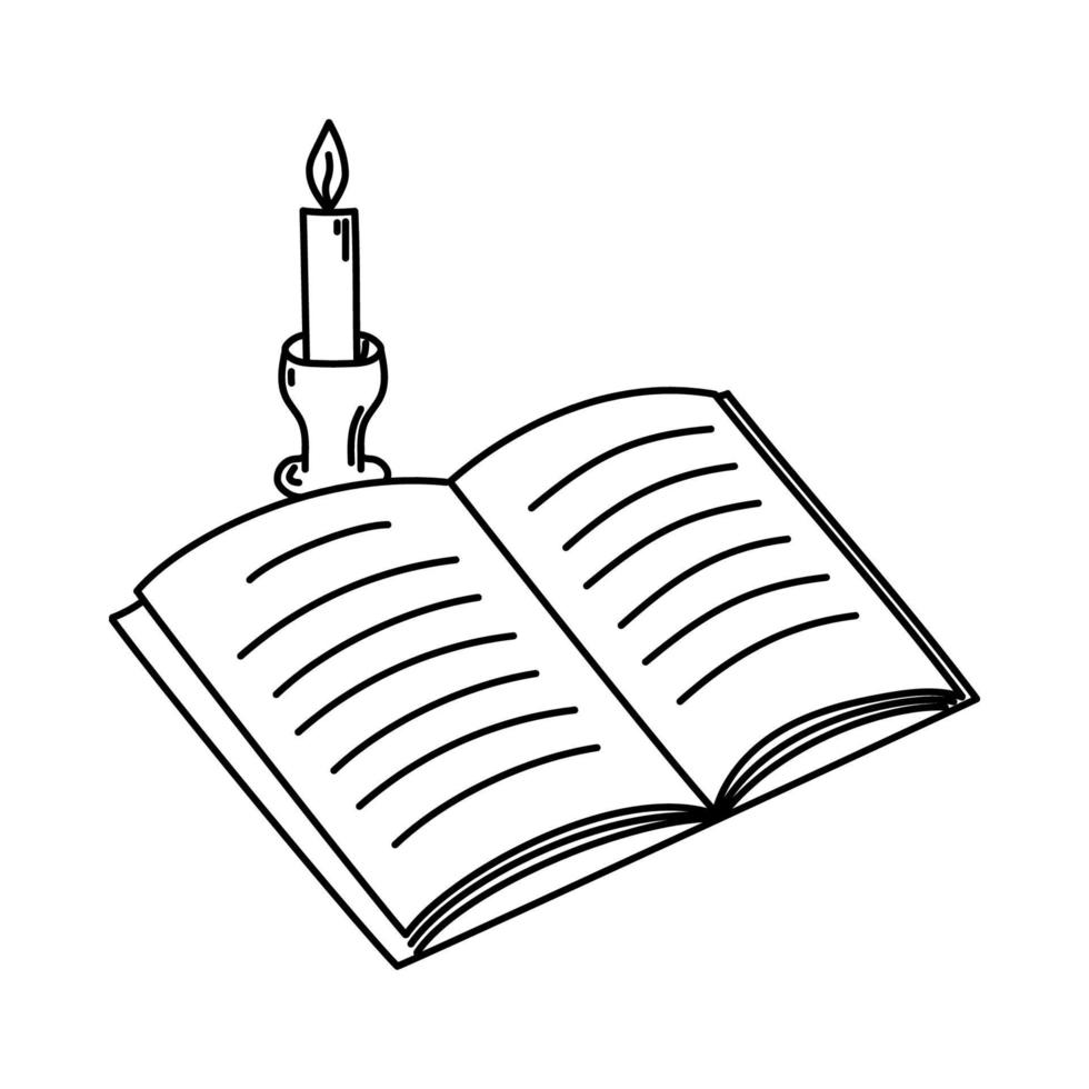 libro y vela vector icono.