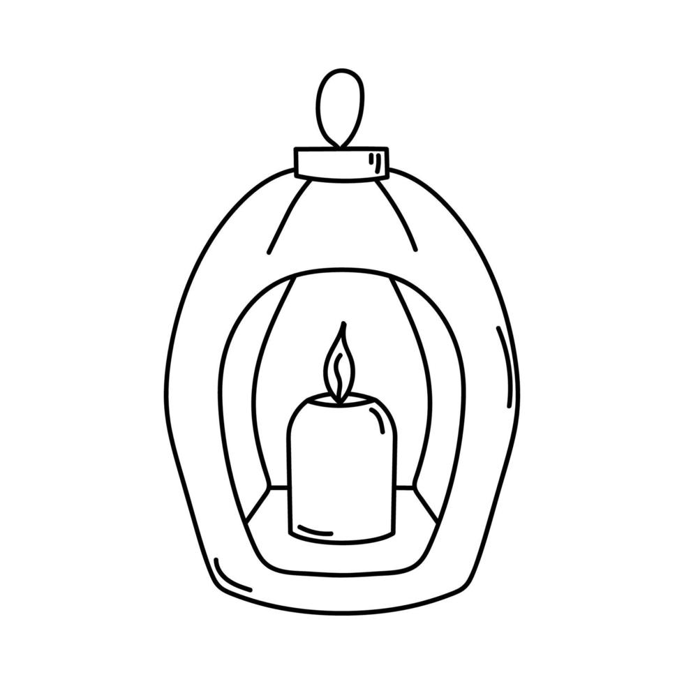 Lantern and candle vector icon.