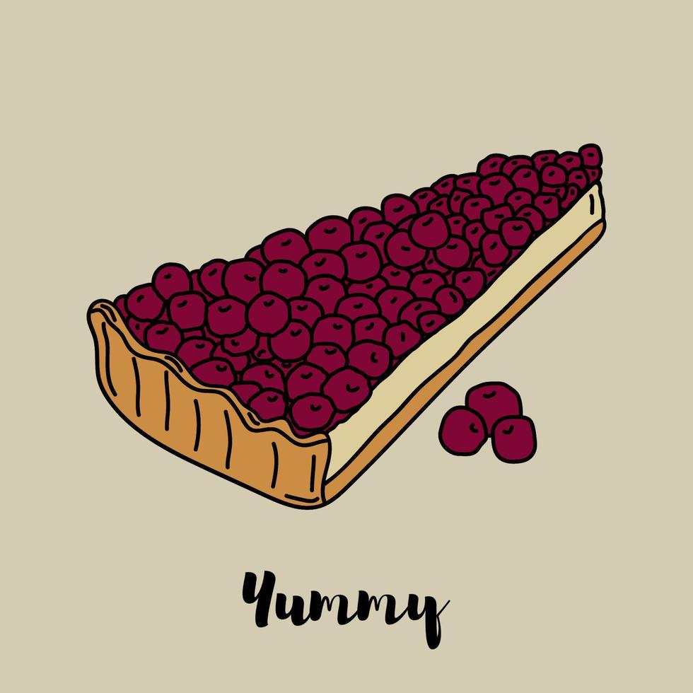 Piece of berry pie colored vector icon.