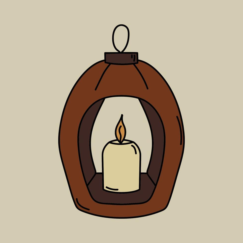 Lantern and candle vector colored icon.