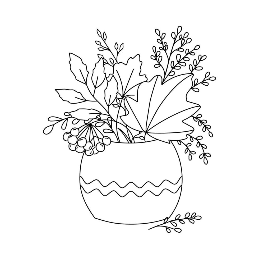 Vase with an autumn bouquet vector icon