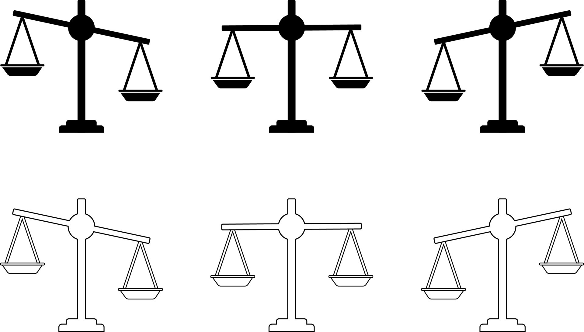 Scales of justice icon. Court of law symbol. Vintage scale in balance