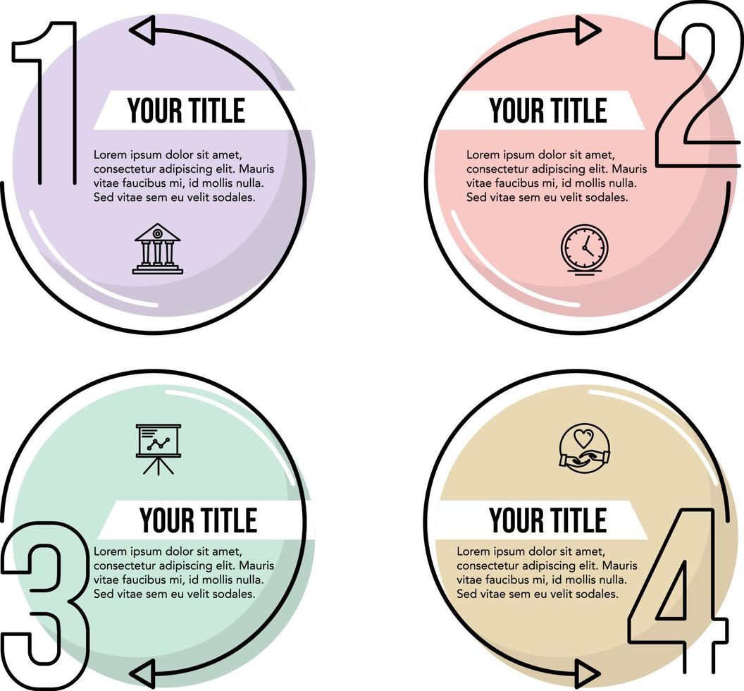 Vector timeline infographic. circle chart minimalist design. business template. pastel colors