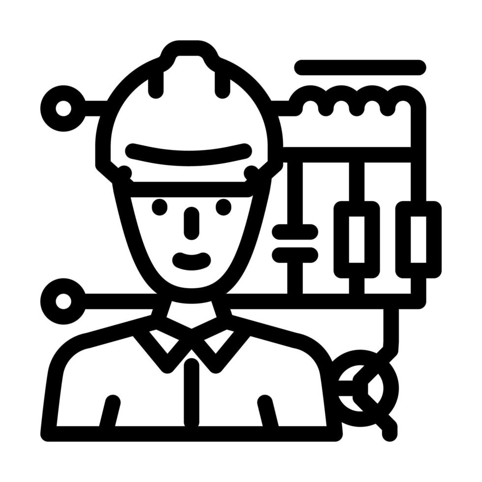 electrónica ingeniero trabajador línea icono vector ilustración