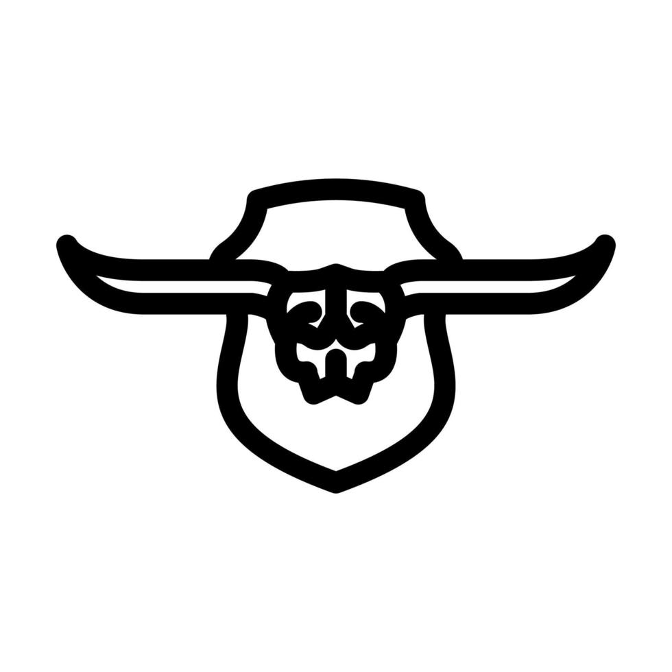 longhorn skull horn animal line icon vector illustration