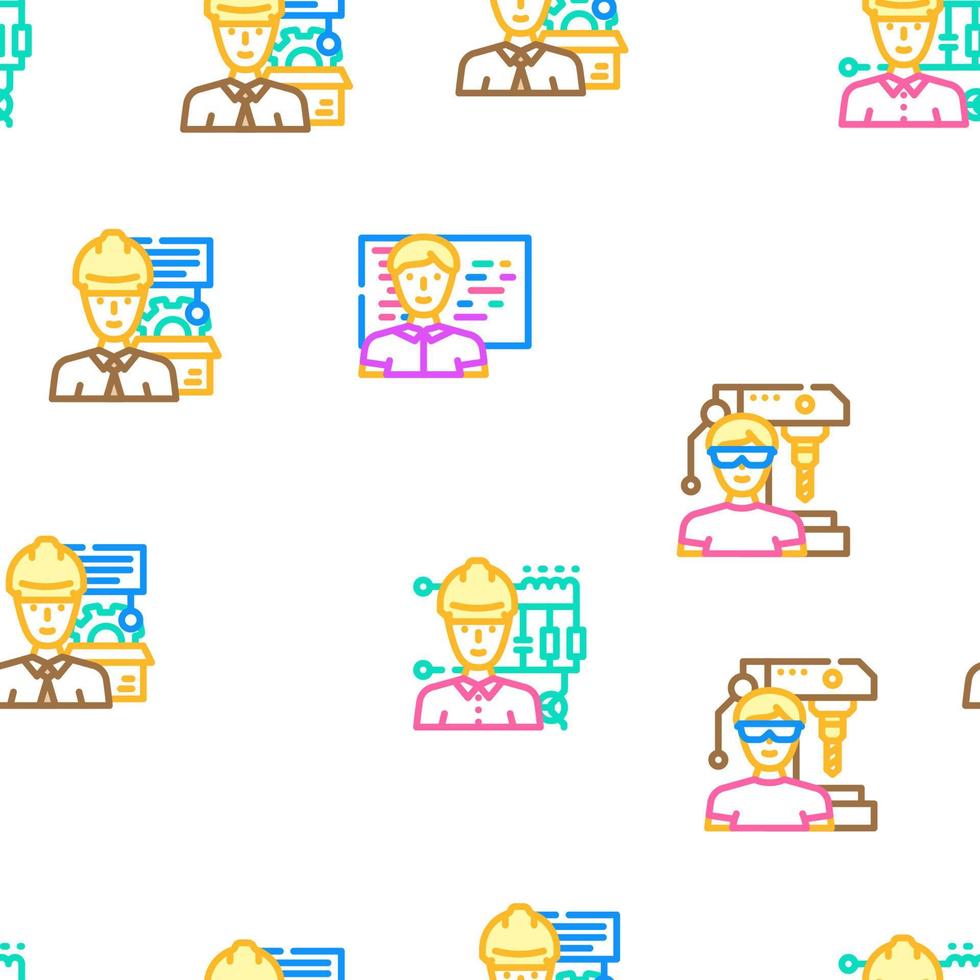 engineer worker man construction vector seamless pattern