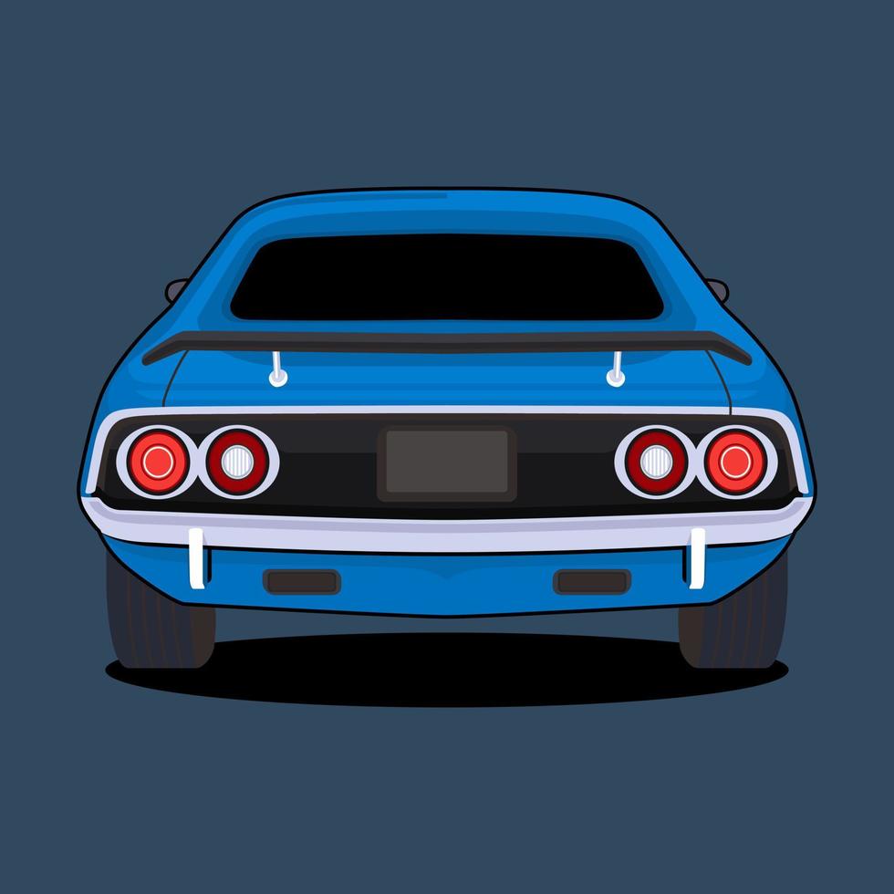 muscle cars classic american back view vector