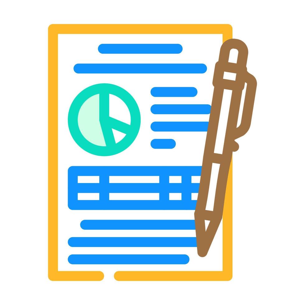 reporte papel documento color icono vector ilustración