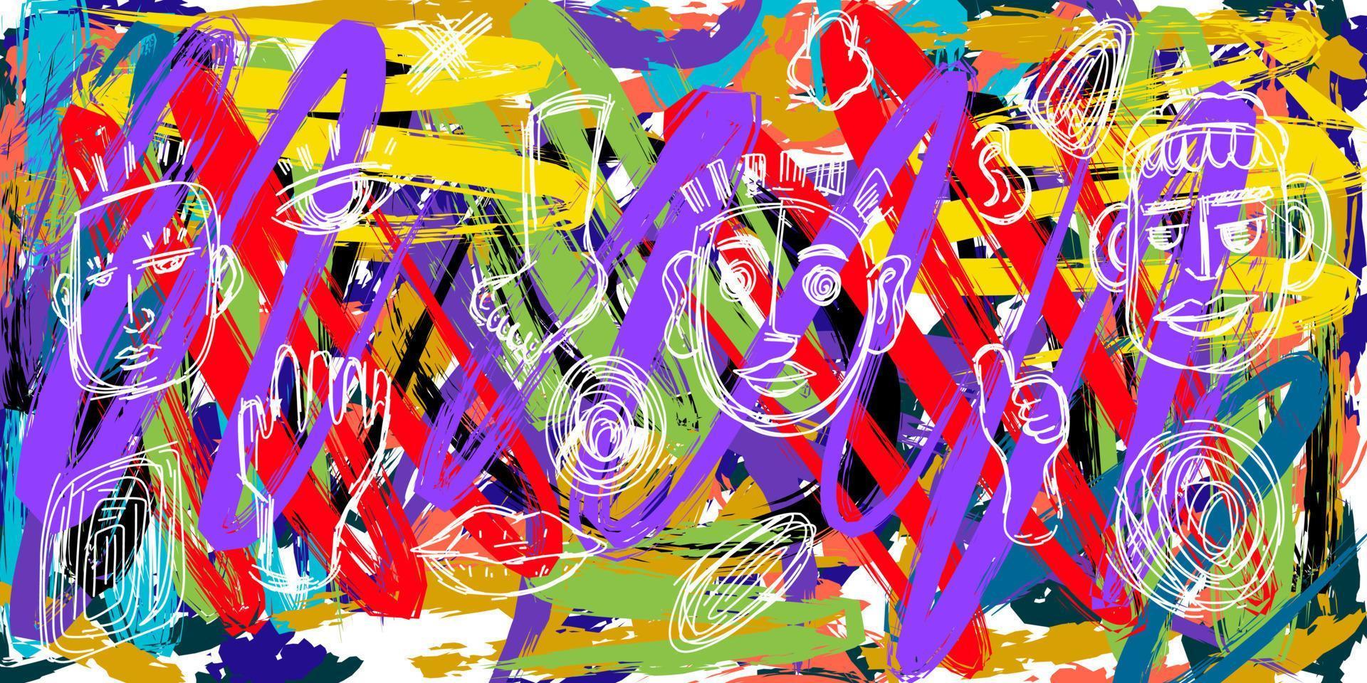 Trendy abstract face painting abstract background vector