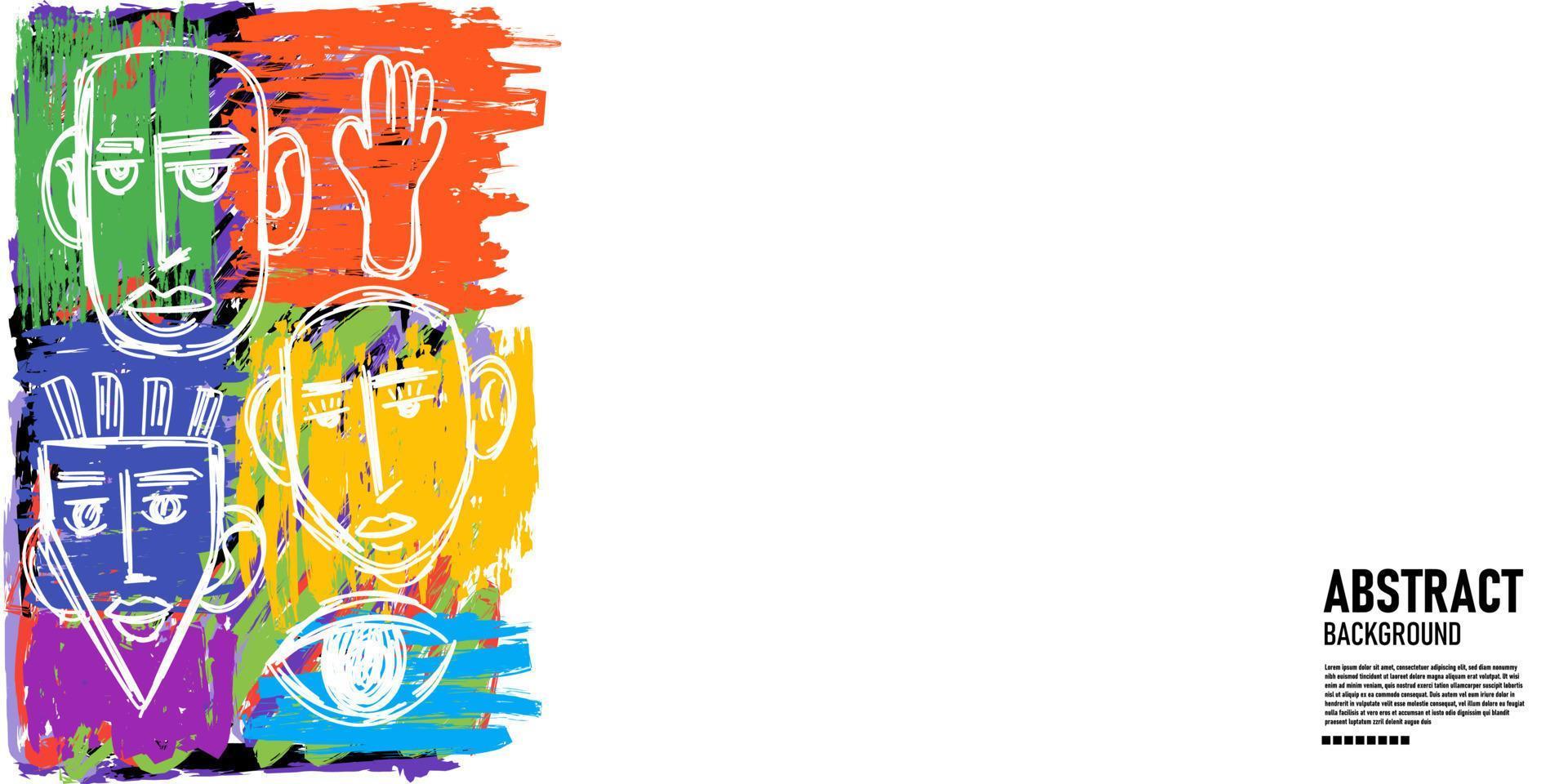 Trendy abstract face painting abstract background. vector