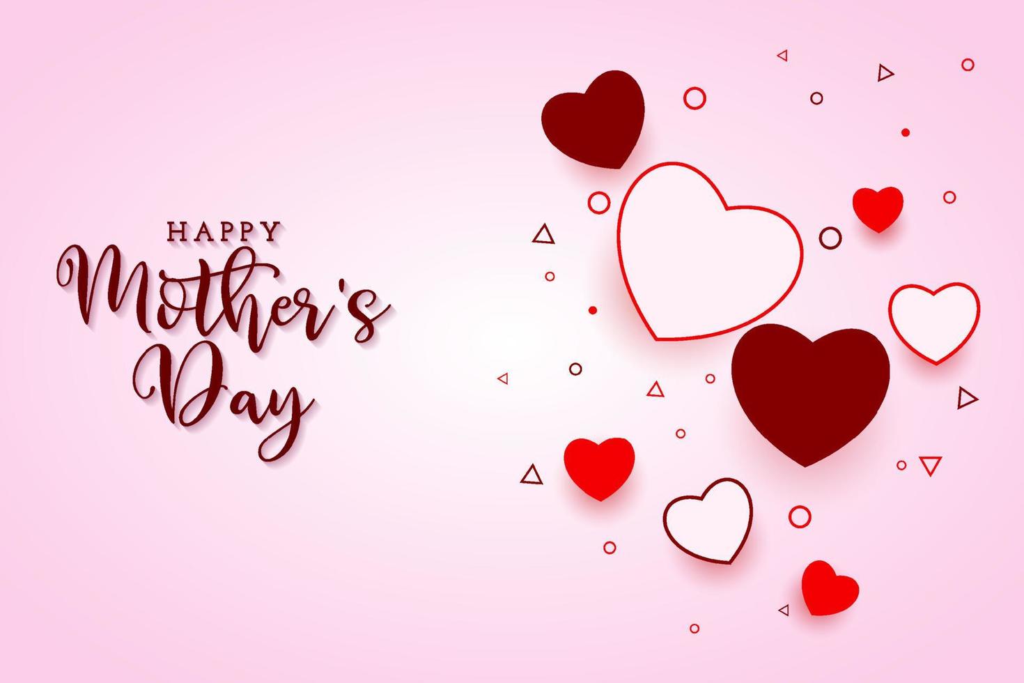 Happy mothers day background with red hearts vector