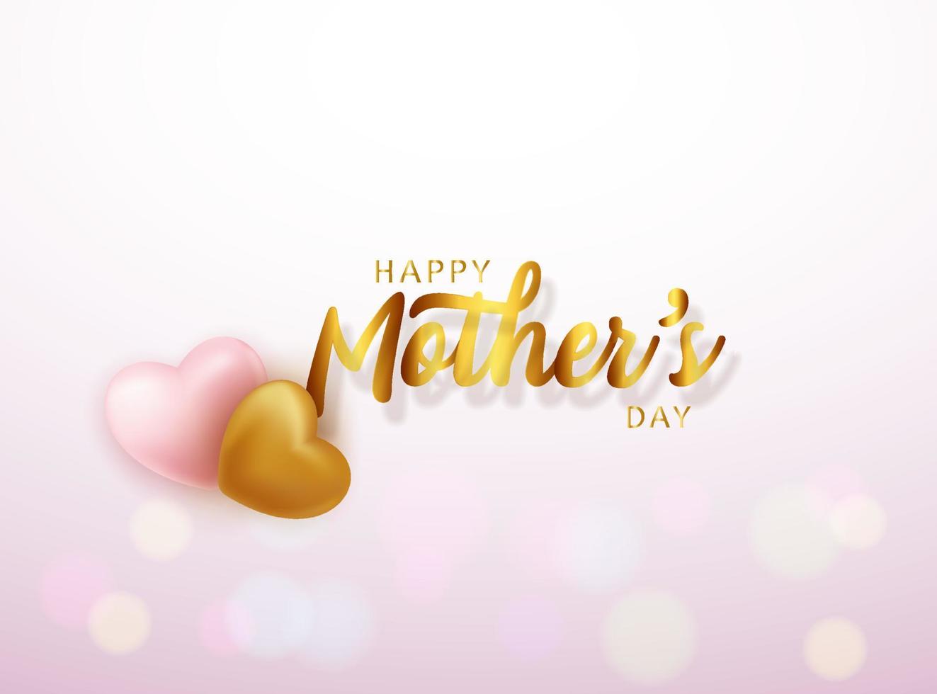 Happy mothers day background design with golden heart vector