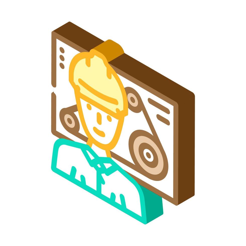 mechanical engineer worker isometric icon vector illustration