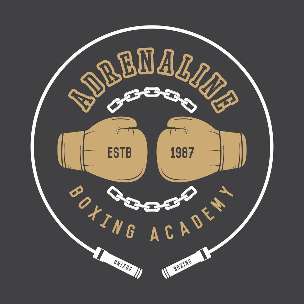 PrintBoxing and martial arts logo, badge or label in vintage style. Vector