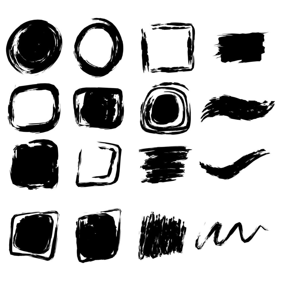 vector ink brush strokes collection