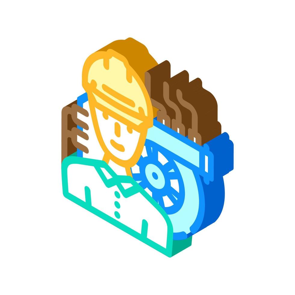 industrial mechanic repair worker isometric icon vector illustration