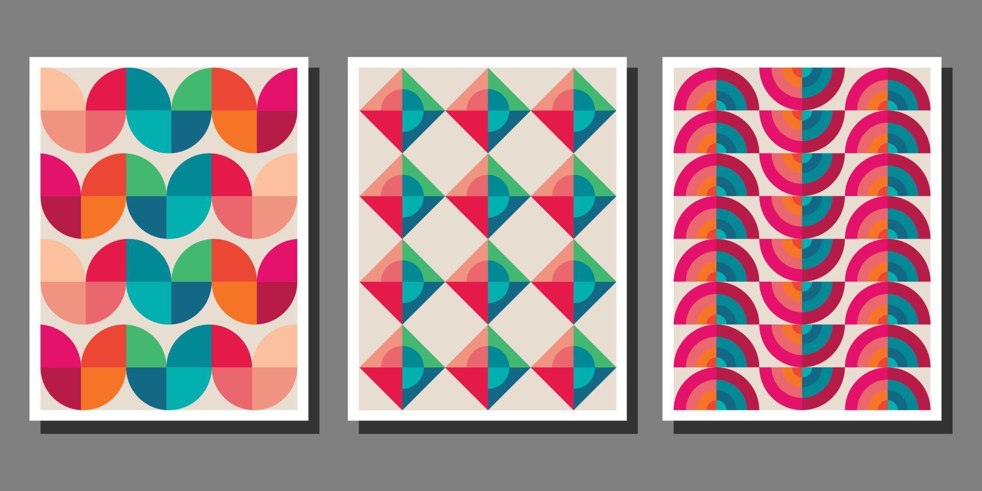 vector collection of abstract Bauhaus geometric pattern backgrounds