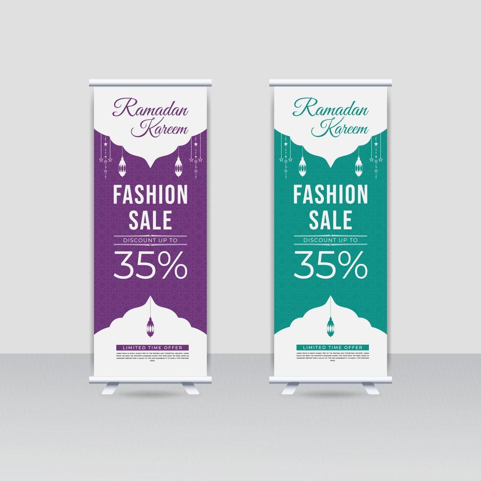 Ramadan kareem fashion sale roll up banner template design vector