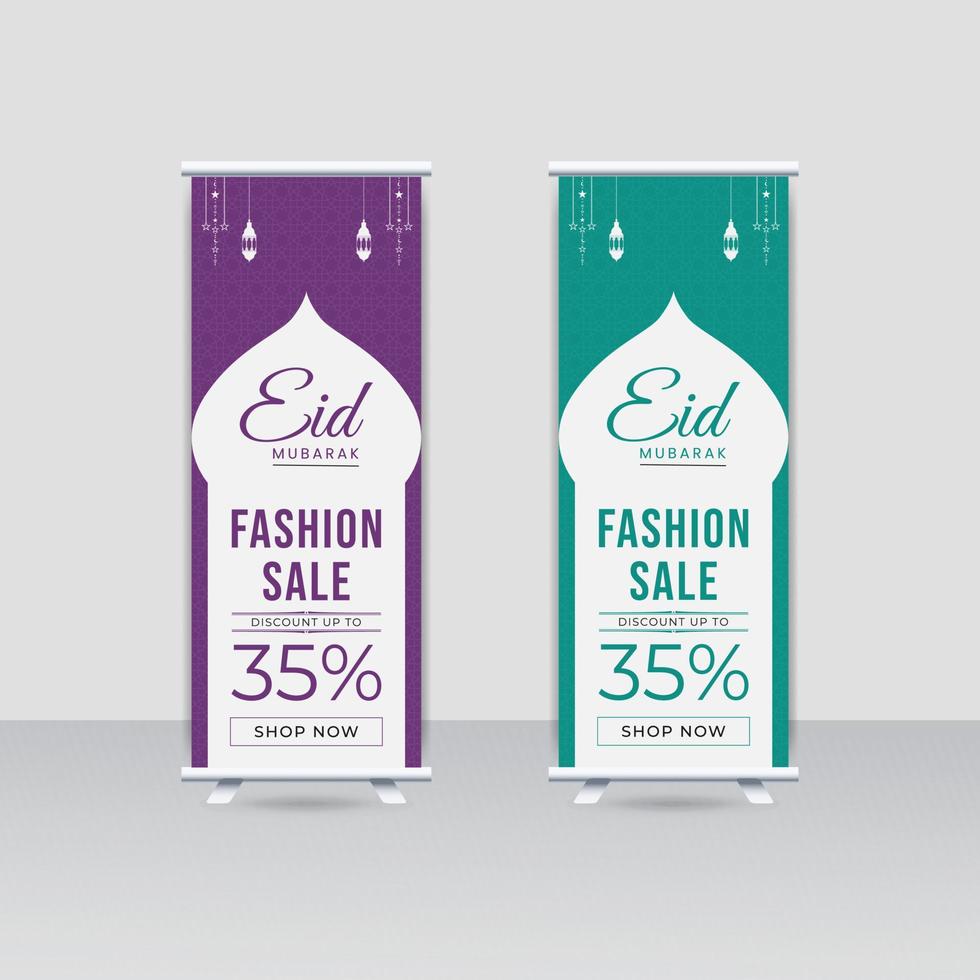 Eid Mubarak fashion sale roll up banner template design vector