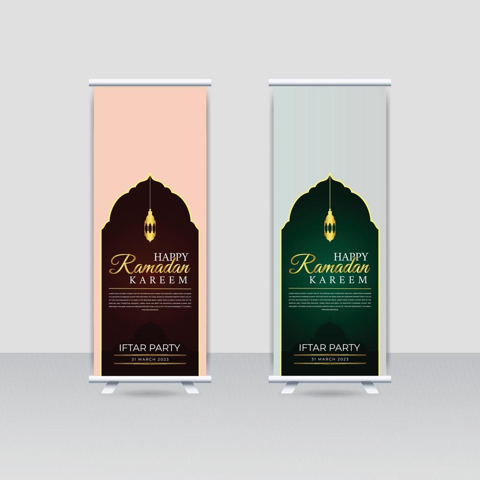 Ramadan kareem roll up banner template design vector