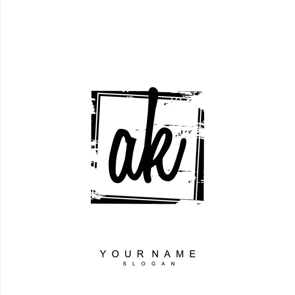 Initial AK Monogram with Grunge Template Design vector