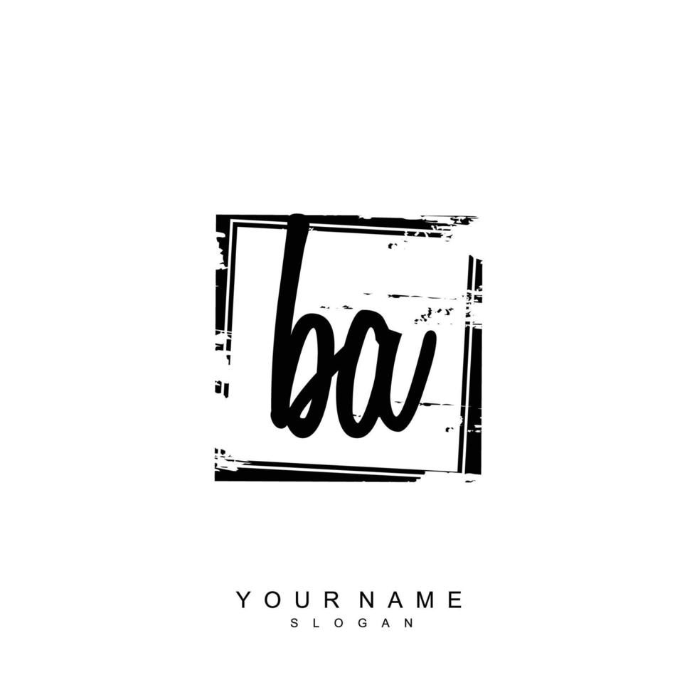 Initial BA Monogram with Grunge Template Design vector