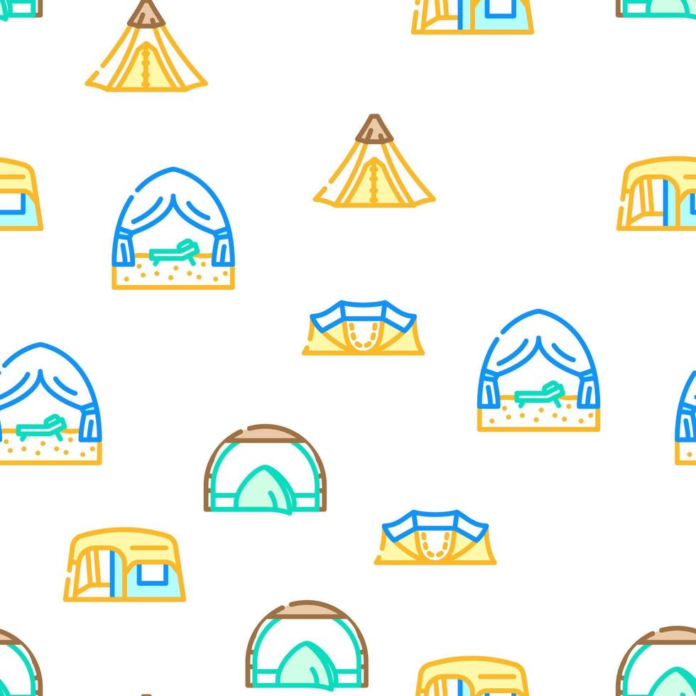 tent equipment tourism vector seamless pattern