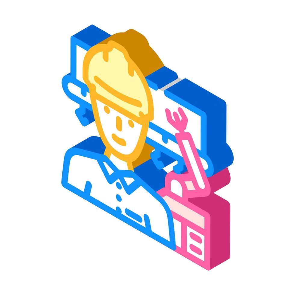 industrial engineer isometric icon vector illustration