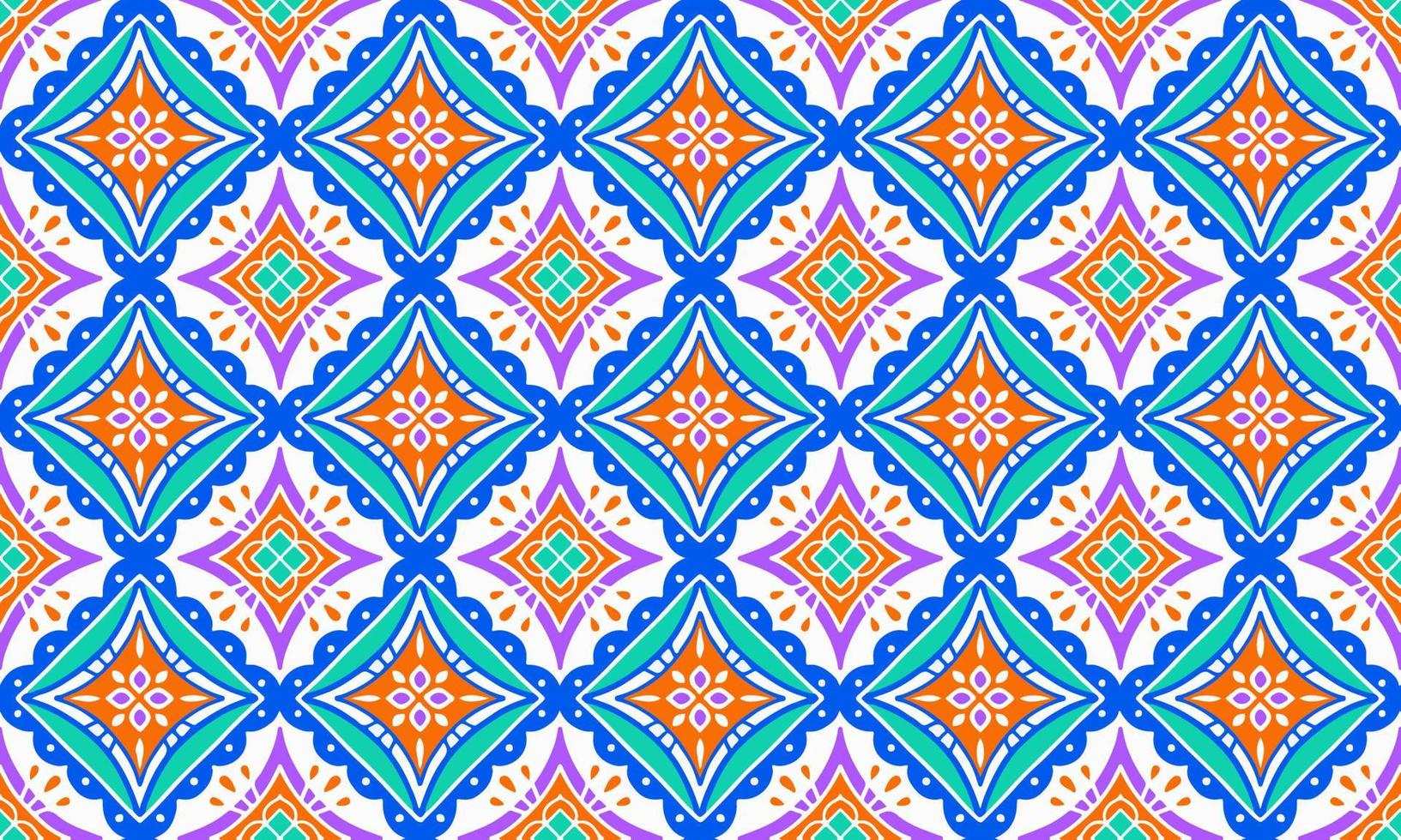 Ethnic Abstract Background cute green blue orange geometric tribal folk Motif Arabic oriental native pattern traditional design carpet wallpaper clothing fabric wrapping print batik folk knit vector