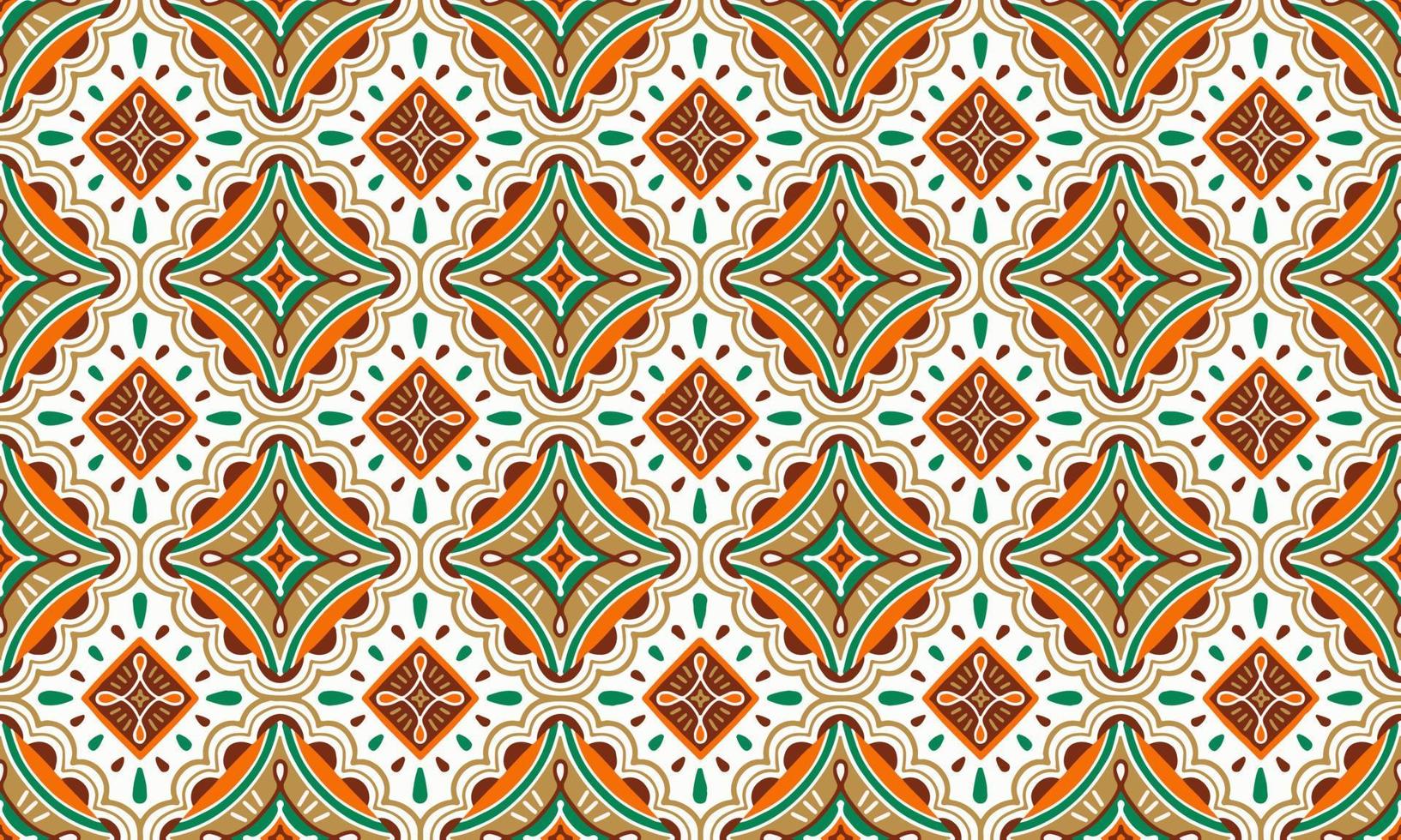 Ethnic Abstract Background cute green orange brown geometric tribal ikat folk Motif Arabic oriental native pattern traditional design carpet wallpaper clothing fabric wrapping print batik folk vector