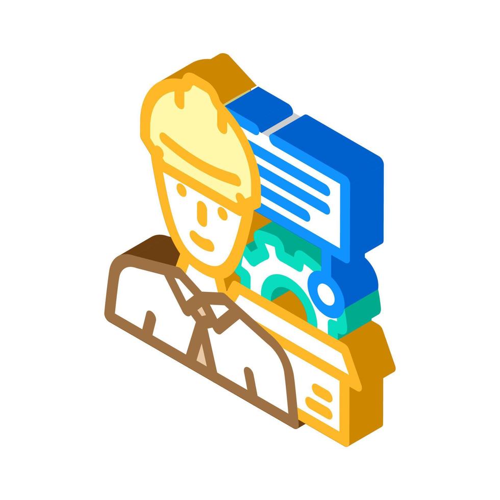 technical sales engineer worker isometric icon vector illustration