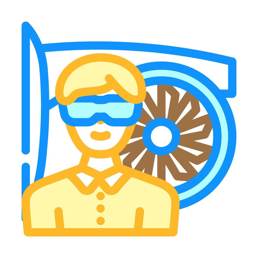 aircraft mechanic repair worker color icon vector illustration
