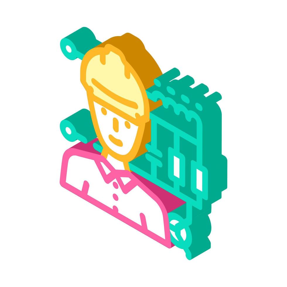 electronics engineer worker isometric icon vector illustration