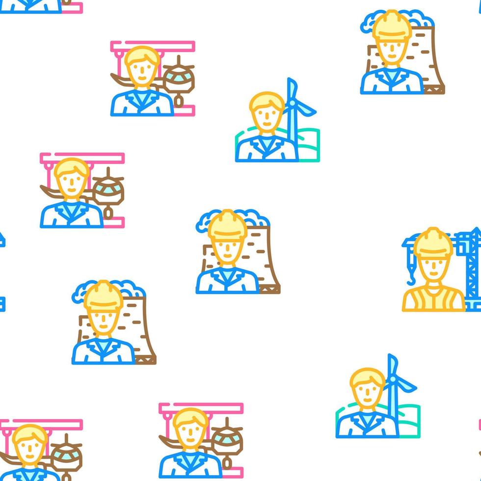 engineer worker man construction vector seamless pattern