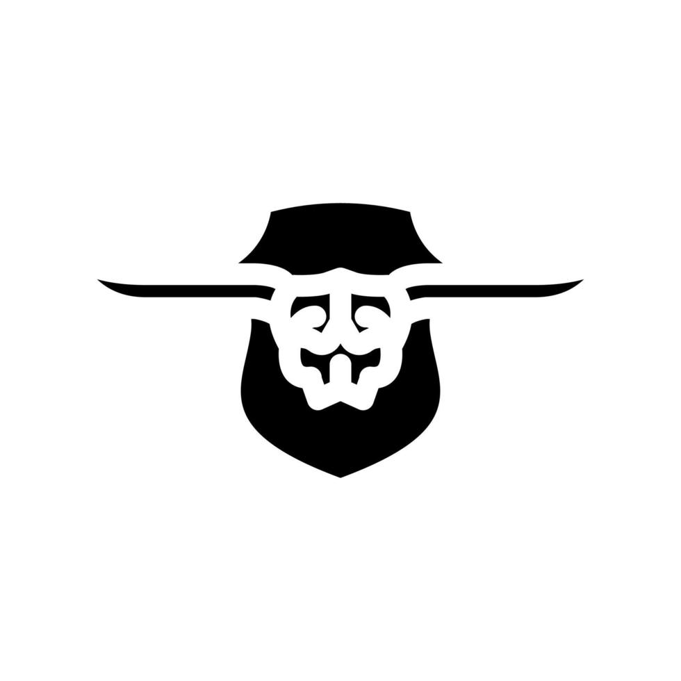 longhorn skull horn animal glyph icon vector illustration
