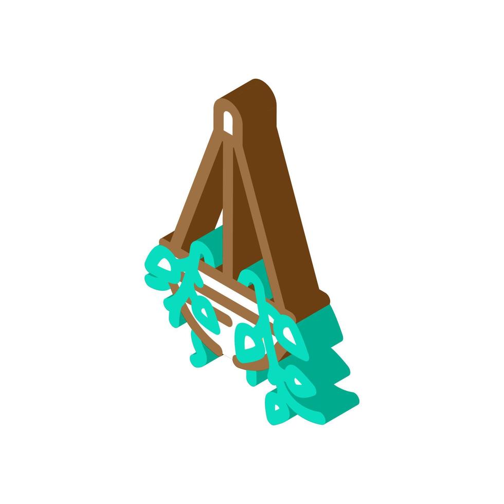 hanging planter bedroom interior isometric icon vector illustration