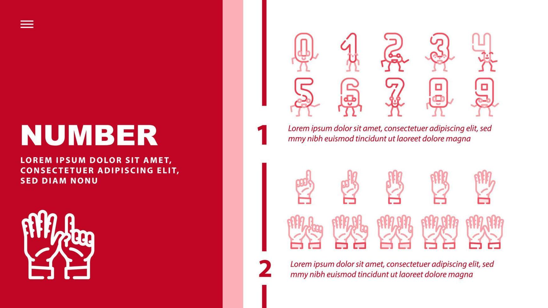 number character cute landing header vector