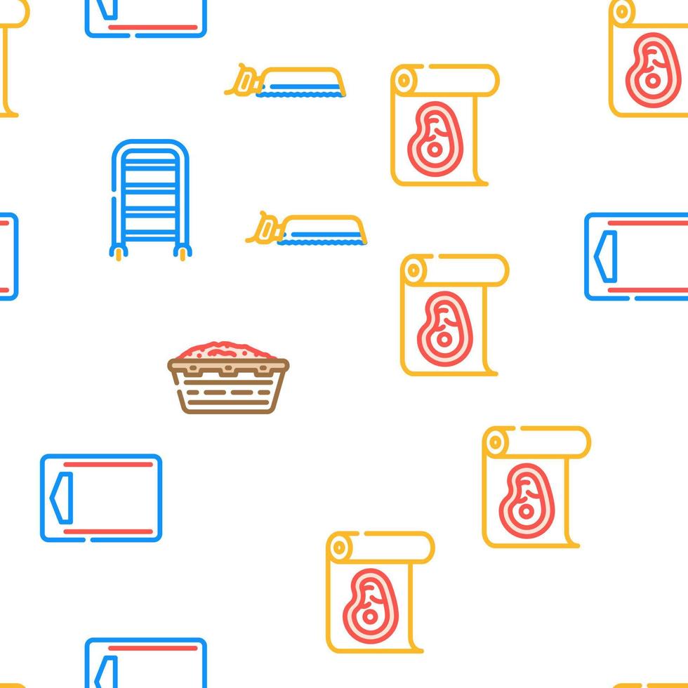butcher meat food beef butchery vector seamless pattern