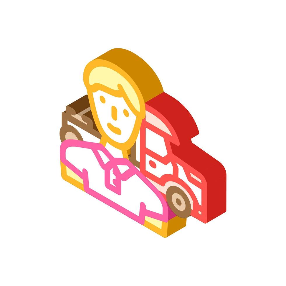 diesel mechanic repair worker isometric icon vector illustration