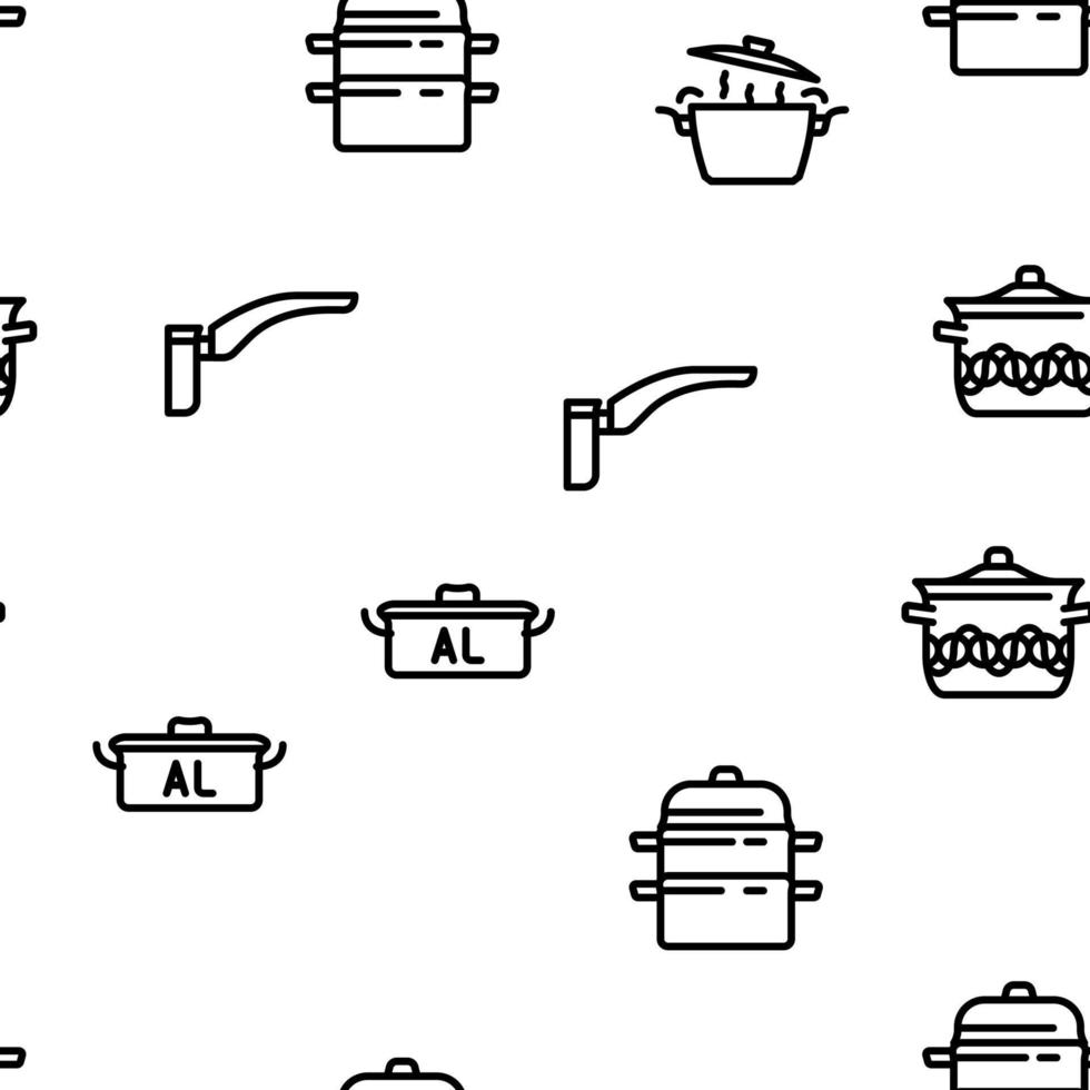 pot kitchen food pan cooking vector seamless pattern