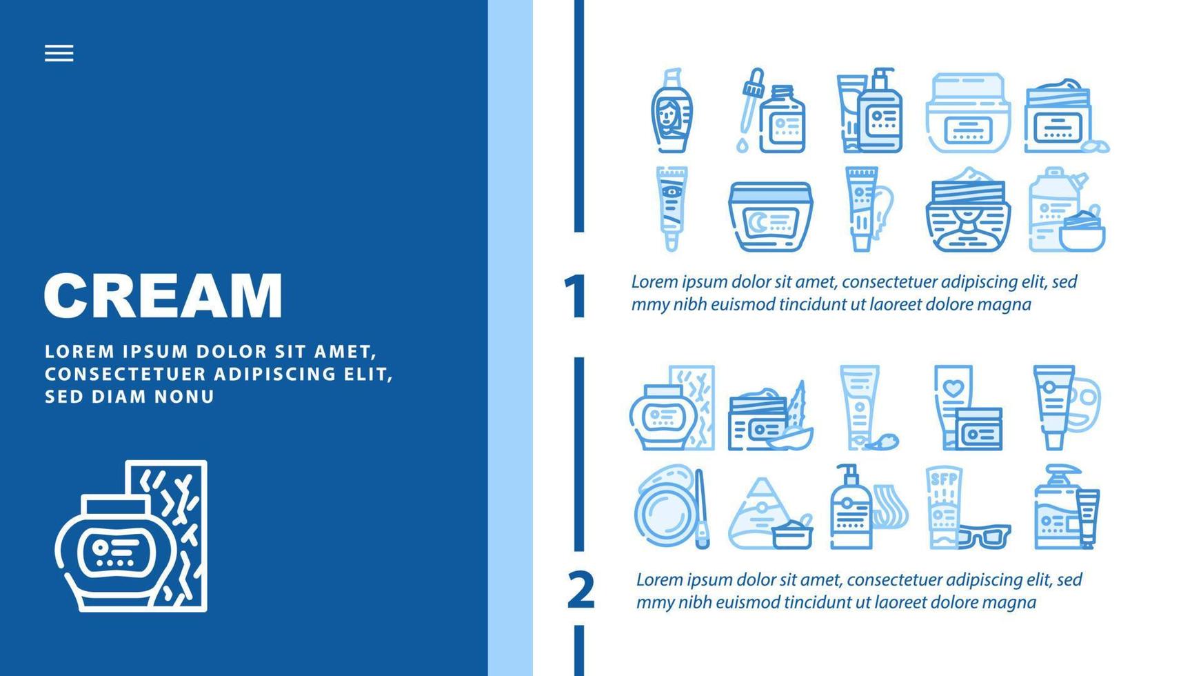 crema cosmético piel cuidado aterrizaje encabezamiento vector