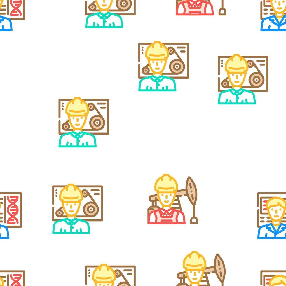 engineer worker man construction vector seamless pattern