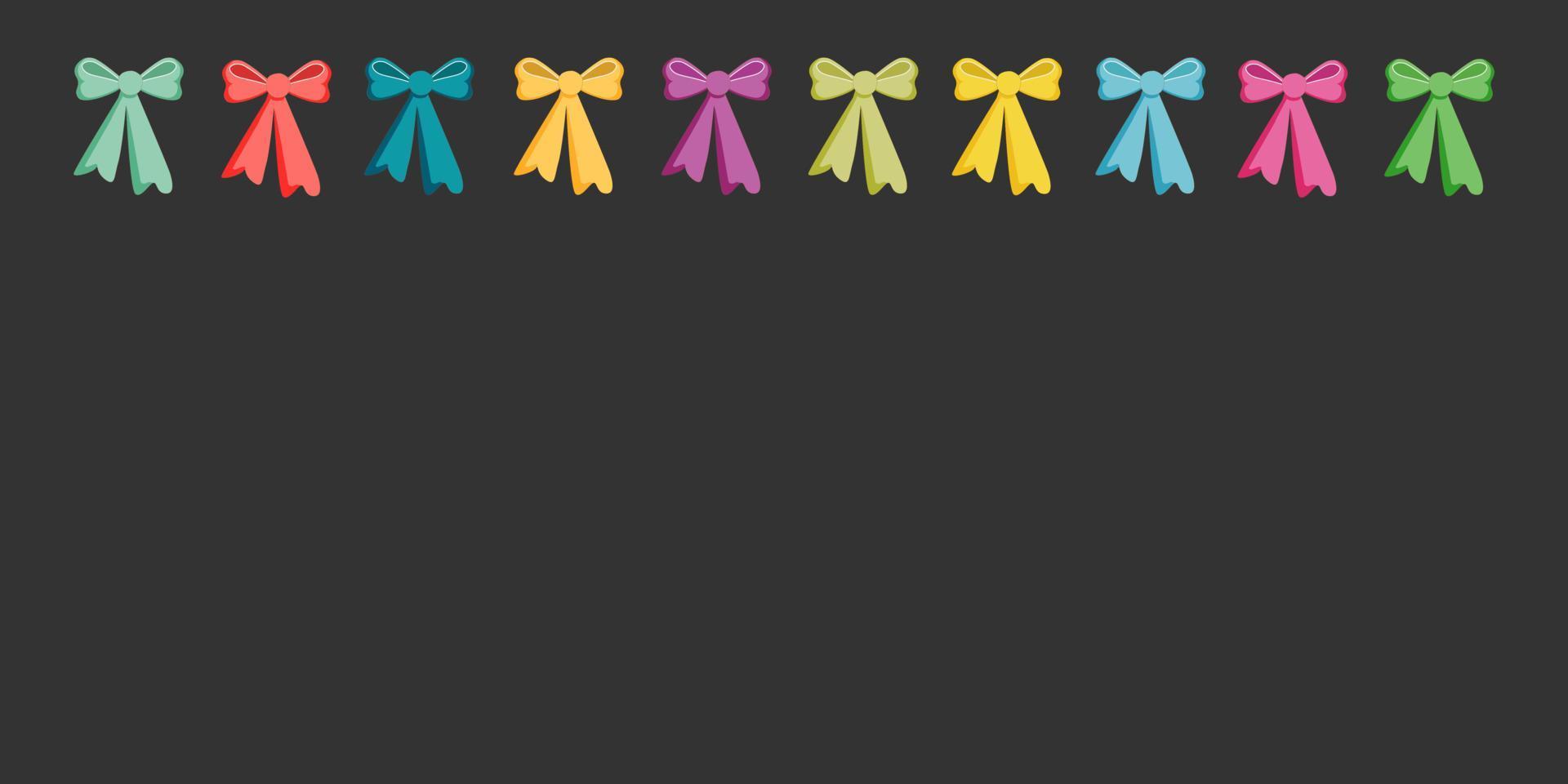 vector illustration black background frame of colored retro bows of ribbons