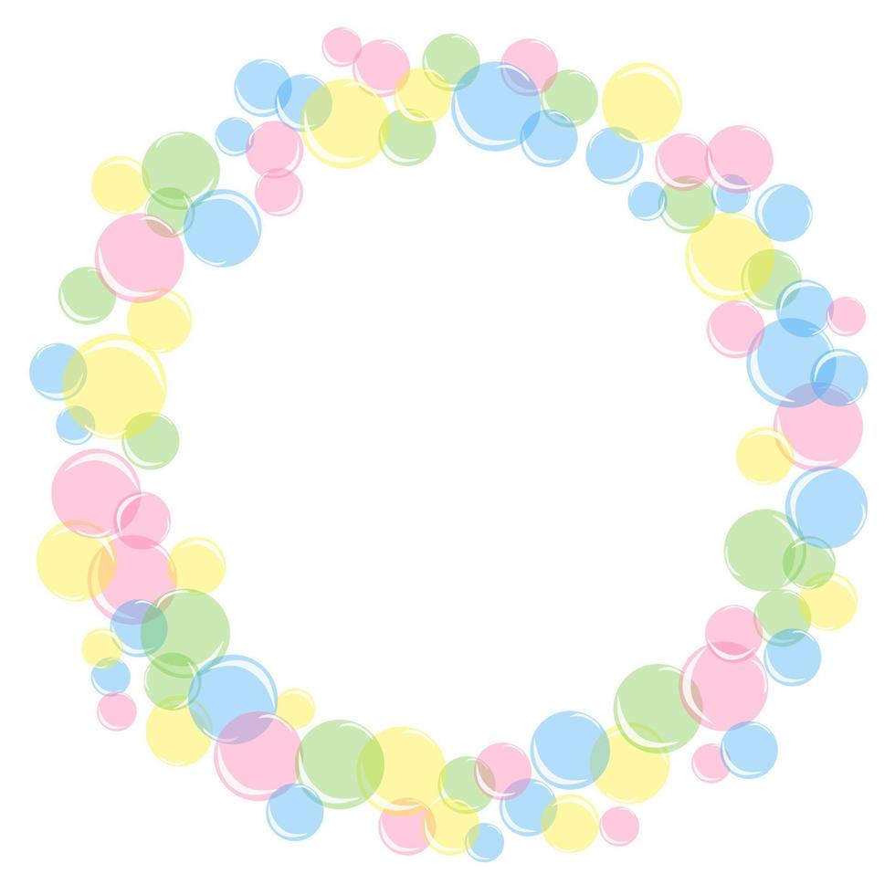 vector illustration round frame wreath of soap bubbles