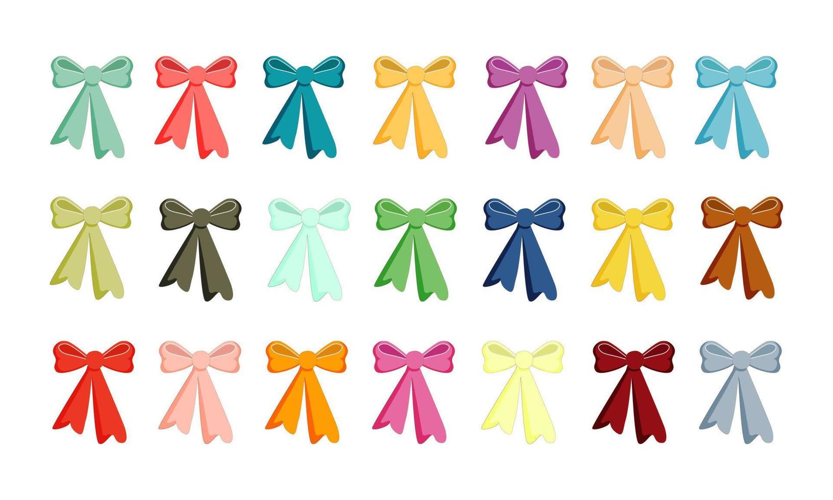 vector illustration set of retro multicolored bows