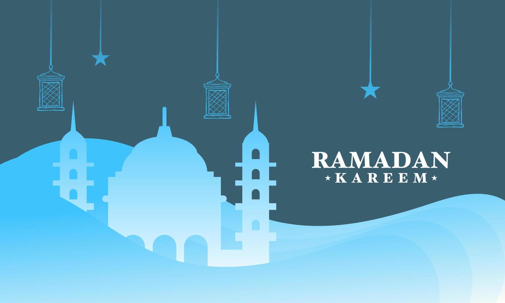 ramadan kareem white traditional islamic banner design vector