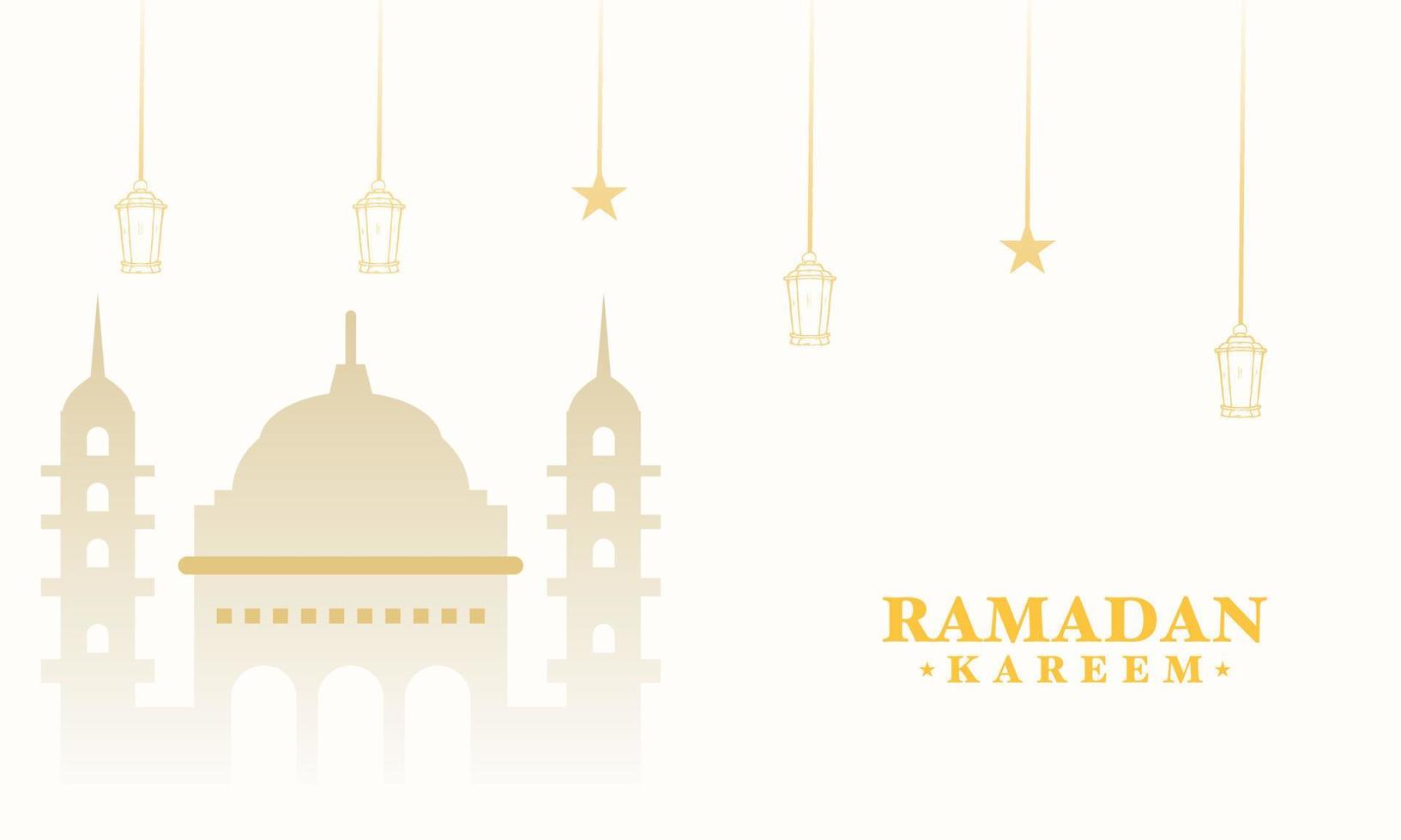 ramadan kareem white traditional islamic banner design vector