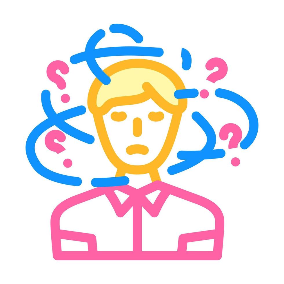 frustrado persona estrés dolor de cabeza color icono vector ilustración