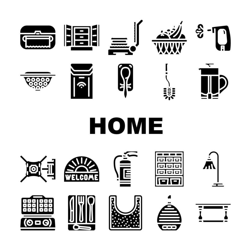 hogar interior casa diseño íconos conjunto vector